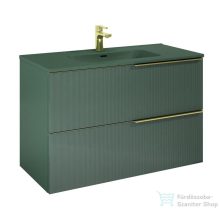   AREZZO design MONTEREY GLASS 100 cm-es alsószekrény, 2 fiókkal, matt zöld AR-169085