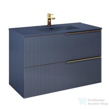   AREZZO design MONTEREY GLASS 100 cm-es alsószekrény, 2 fiókkal, matt kék AR-169086