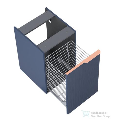 AREZZO design MONTEREY GLASS 40 cm-es oldalszekrény szennyeskosárral kék színben AR-169410