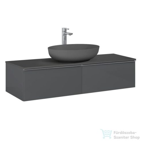 AREZZO design MONTEREY 120 cm-es alsószekrény 2 fiókkal fényes antracit színben AR-169466