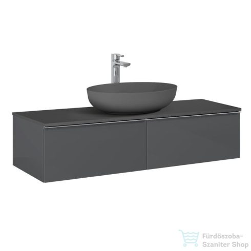 AREZZO design MONTEREY 160 cm-es alsószekrény 2 fiókkal fényes antracit színben AR-169473