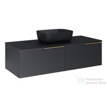   AREZZO design MONTEREY GLASS 120 cm-es alsószekrény, 2 fiókkal, matt fekete AR-169480