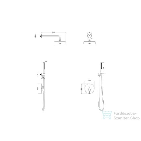 AREZZO design NOVA falsík alatti zuhanyszett falon belüli egységgel, szálcsiszolt arany AR-2160BG