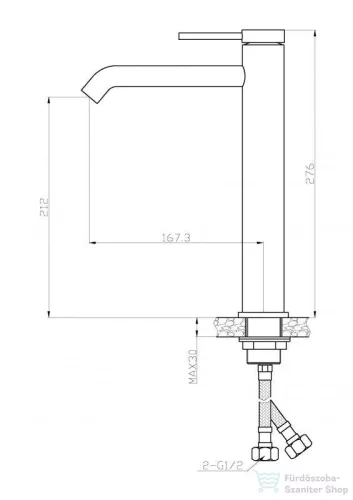 AREZZO design SLIMFIELD magasított mosdó csaptelep, leeresztő nélkül, króm AR-24602
