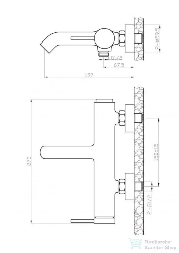 AREZZO design SLIMFIELD kádtöltő csaptelep, króm AR-24603