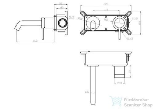 Arezzo design SLIMFIELD fali mosdó csaptelep, króm AR-24605