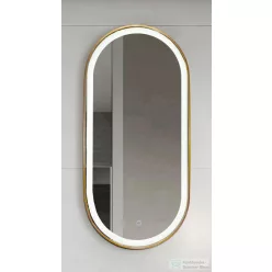   AREZZO design LED ovális okos tükör, szálcsiszolt arany AR-3056