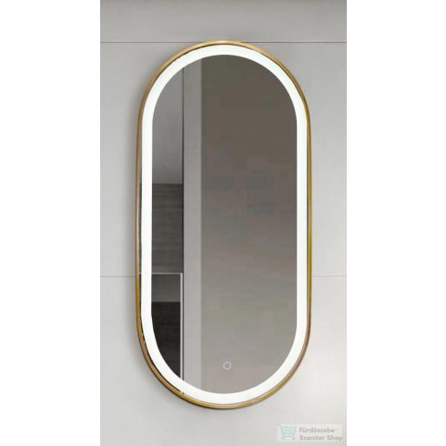 AREZZO design LED ovális okos tükör, szálcsiszolt arany AR-3056