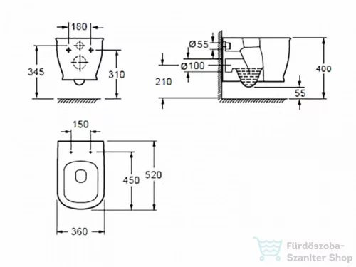 BEMUTATÓTERMI AREZZO design Charlton Rimless függesztett wc AR-401