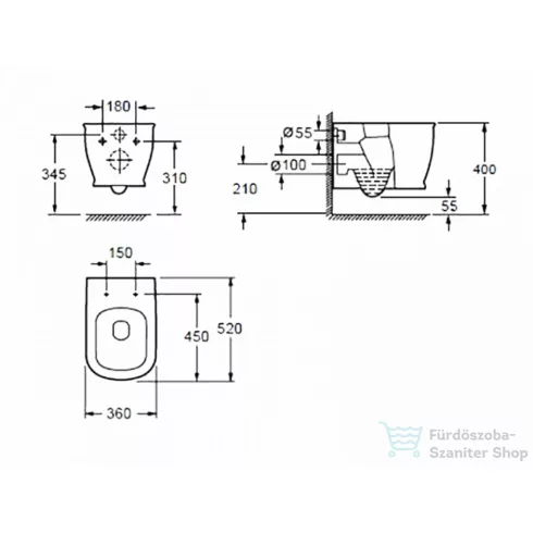AREZZO design Charlton Rimless függesztett wc AR-401