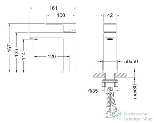 AREZZO design CUBEFIELD mosdó csaptelep, leeresztő nélkül, szálcsiszolt arany AR-4401G