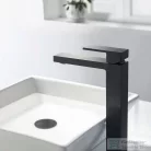 AREZZO design CUBEFIELD magasított mosdócsaptelep, leeresztő nélkül, matt fekete AR-4402B