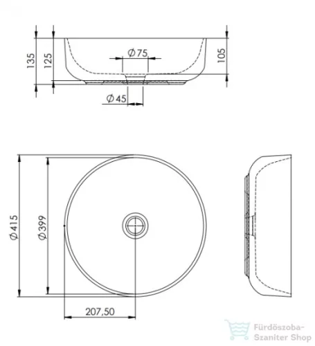 AREZZO design Lorca pultra ültethető mosdó AR-465
