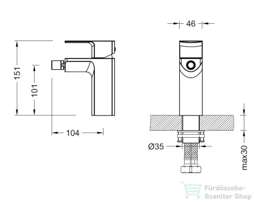 AREZZO design SPRINGFIELD bidé csaptelep, leeresztő nélkül, króm AR-5023