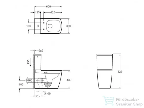AREZZO design Montana kombi wc alsós/hátsó kifolyású, Rimless AR-502R