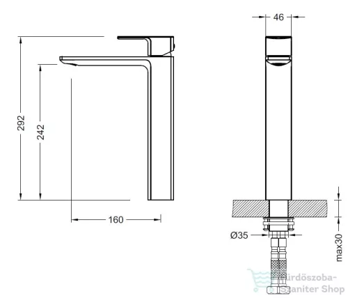 AREZZO design SPRINGFIELD magasított mosdó csaptelep, leeresztő nélkül, króm AR-5032