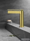 BEMUTATÓTERMI AREZZO design Elegant mosdó csaptelep, leeresztő nélkül, szálcsiszolt arany AR-5095BG