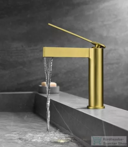 BEMUTATÓTERMI AREZZO design Elegant mosdó csaptelep, leeresztő nélkül, szálcsiszolt arany AR-5095BG
