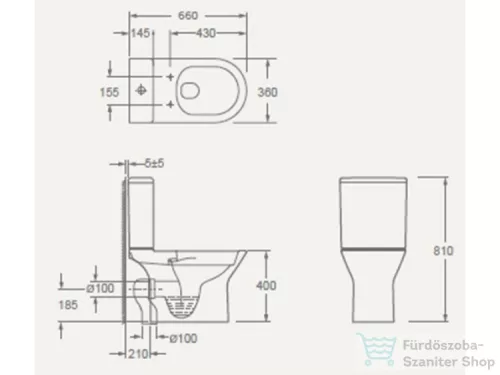 AREZZO design Vermont Rimless perem nélküli kombi WC alsós/hátsó kifolyású AR-602R