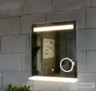 AREZZO design LED TÜKÖR világító polc+hordozható kozmetikai tükör 2 db bluetooth hangszóróval 60x80 AR-6080KT