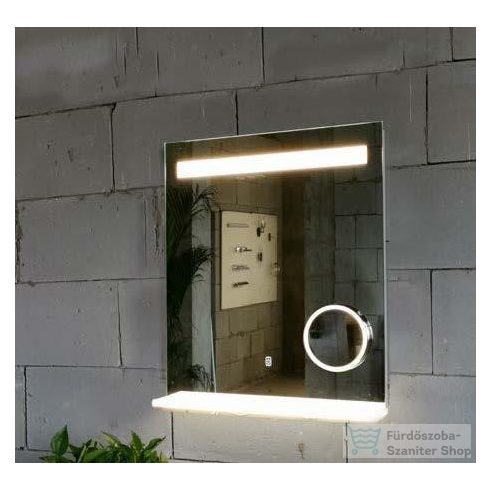 AREZZO design LED TÜKÖR világító polc+hordozható kozmetikai tükör 2 db bluetooth hangszóróval 60x80KT
