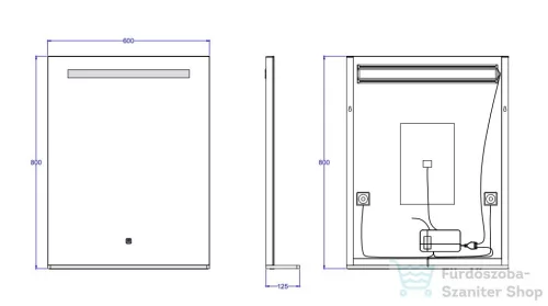 AREZZO design LED TÜKÖR világító polc+hordozható kozmetikai tükör 2 db bluetooth hangszóróval 60x80 AR-6080KT