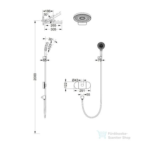 AREZZO design UNI Falsík alatti termosztátos zuhanyszett falon belüli egységgel, szálcsiszolt arany AR-6296BG