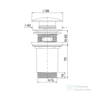 AREZZO design univerzális click-clack mosdó leeresztő, matt fekete AR-726B