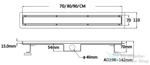 AREZZO design 2in1 800 mm-es rozsdamentes acél folyóka, szálcsiszolt arany AR-800DBG