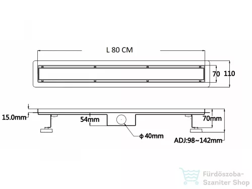 AREZZO design 2IN1 800 MM-ES ROZSDAMENTES ACÉL FOLYÓKA MATT FEKETE AR-800MBD