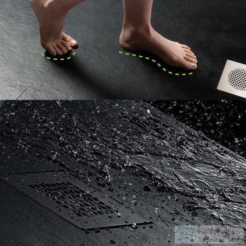 AREZZO design SOLIDSoft zuhanytálca 80x80 cm, FEKETE, színazonos lefolyóval (2 doboz) AR-8080B