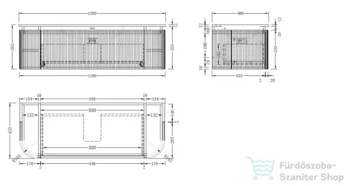 Arezzo Design SIERRA 120 cm-es, 2 ajtós, 1 fiókos alsószekrény pult, mosdó és csaptelep nélkül, tölgy AR-81879120LO