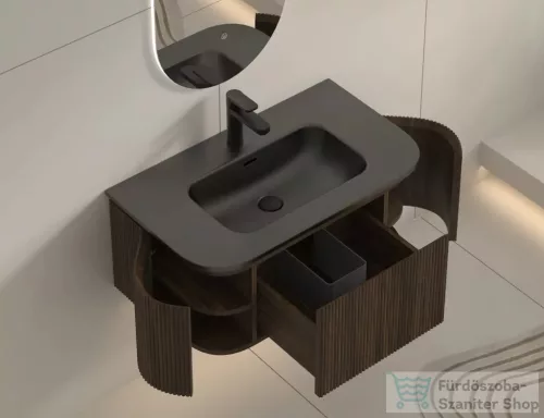 Arezzo Design SIERRA 80 cm-es, 2 ajtós, 1 fiókos alsószekrény pult, mosdó és csaptelep nélkül, dió AR-8187980BW