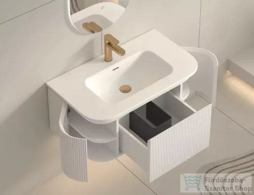 Arezzo Design SIERRA 80 cm-es, 2 ajtós, 1 fiókos alsószekrény pult, mosdó és csaptelep nélkül, matt fehér AR-8187980MW