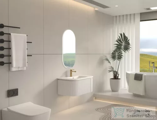 Arezzo Design SIERRA 80 cm-es, 2 ajtós, 1 fiókos alsószekrény pult, mosdó és csaptelep nélkül, matt fehér AR-8187980MW
