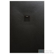   AREZZO design SOLIDSoft zuhanytálca 100x90 cm, FEKETE, színazonos lefolyóval (2 doboz) AR-90100B