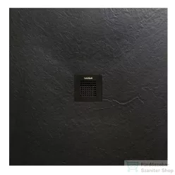   AREZZO design SOLIDSoft zuhanytálca 90x90 cm, Fekete, színazonos lefolyóval AR-9090B