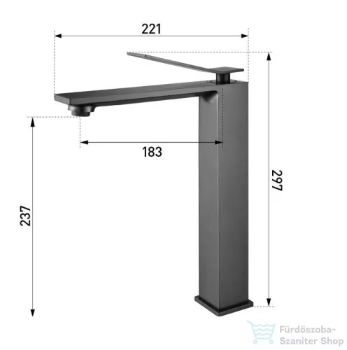 AREZZO design ROCKFIELD magasított mosdó csaptelep, leeresztő nélkül, matt fekete AR-9902BL