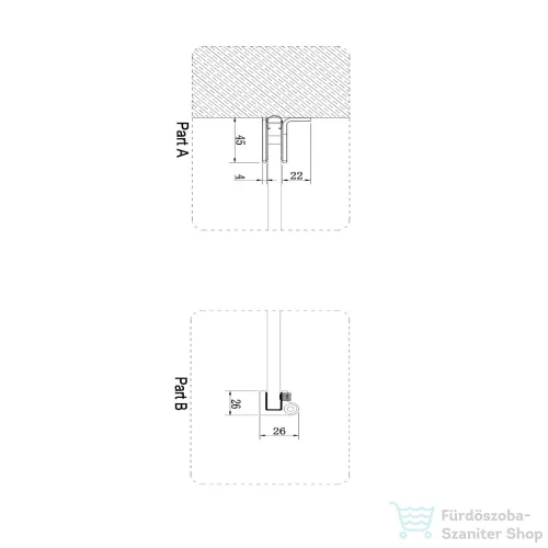 Arezzo Design CLEAR walk-in profil szett zuhanyfalhoz, matt fekete AR-ASPRMB