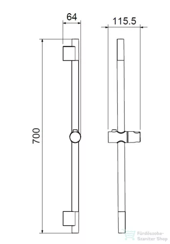 Arezzo Design ASTRO 70 cm-es zuhanyrúd, szálcsiszolt arany AR-B7006BG
