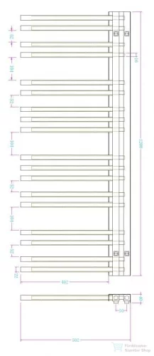 BEMUTATÓTERMI AREZZO design BLACKLINE 1200x502 törölközőszárító radiátor, matt fekete AR-BL12050
