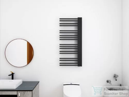 BEMUTATÓTERMI AREZZO design BLACKLINE 1200x502 törölközőszárító radiátor, matt fekete AR-BL12050