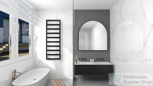 AREZZO design CUBE BLACK 1100x500 törölközőszárító radiátor, matt fekete AR-CB11050