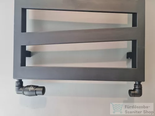 AREZZO design CORNERPEX termosztátos radiátor szelep, fekete, bal AR-CORNERPEX-B-L