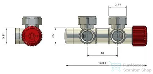 AREZZO design DUOPEX termosztátos radiátor szelep, fekete, jobb AR-DUOPEX-B-R