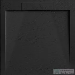   AREZZO design STONE pala hatású öntött márvány zuhanytálca, 90x90 cm-es, fekete AR-DYT099LB