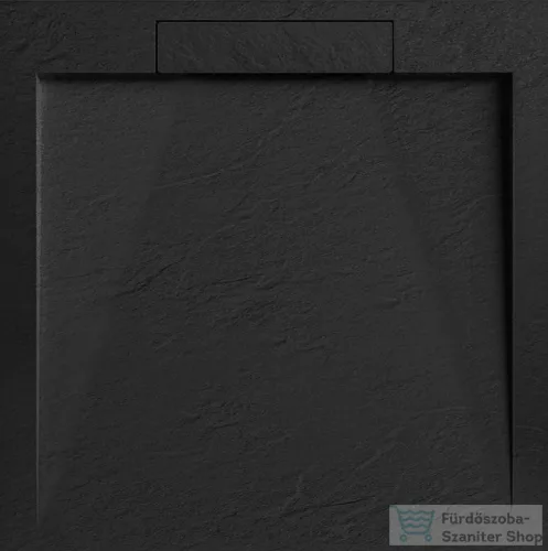 AREZZO design STONE pala hatású öntött márvány zuhanytálca, 90x90 cm-es, fekete AR-DYT099LB