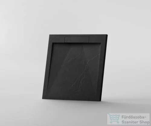 AREZZO design STONE pala hatású öntött márvány zuhanytálca, 90x90 cm-es, fekete AR-DYT099LB