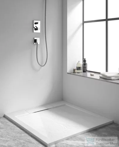 AREZZO design STONE pala hatású öntött márvány zuhanytálca, 90x90 cm-es, fehér AR-DYT099LW