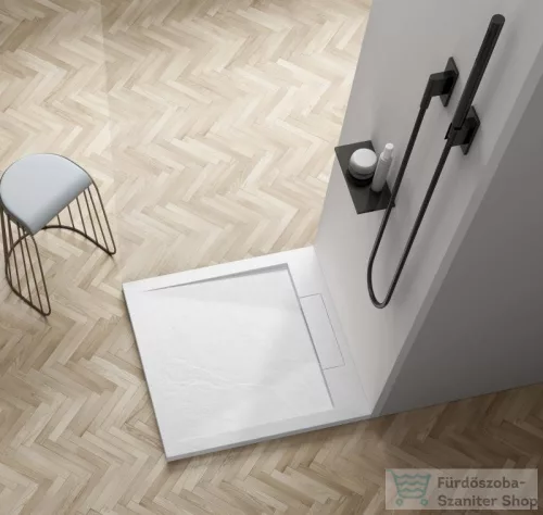 AREZZO design STONE pala hatású öntött márvány zuhanytálca, 90x90 cm-es, fehér AR-DYT099LW